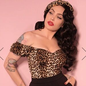 Vixen By Micheline Pitt- Powder Puff Top in Wild Leopard